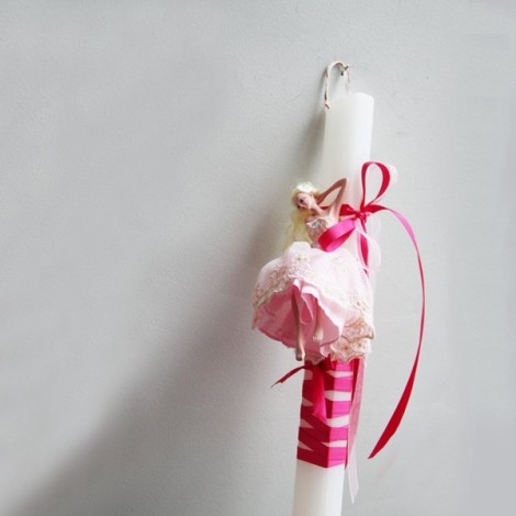 Princess Easter candle, Greek Easter candle for girls with blond princess in a pink gown 2
