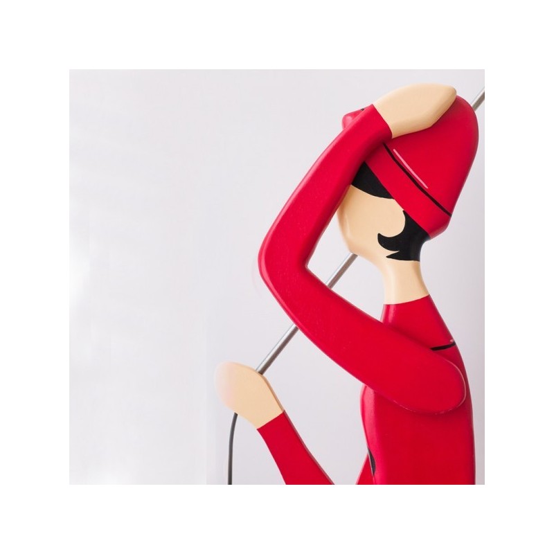 Wooden sculpture light,  girl with umbrella floor lamp