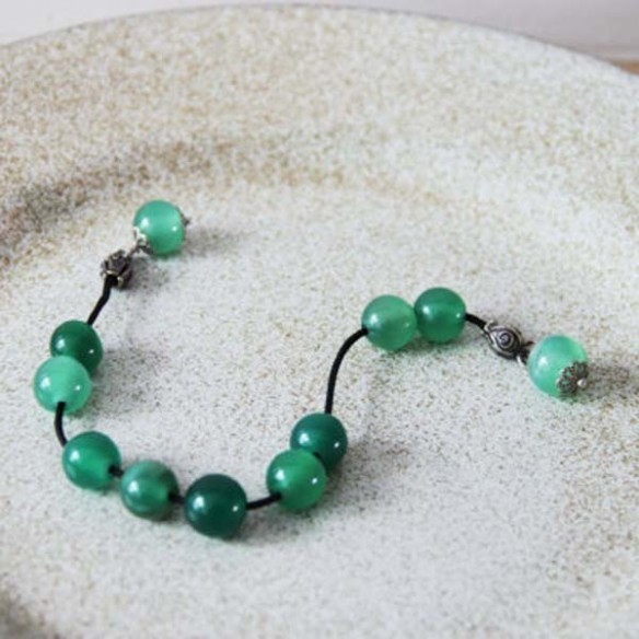 Green agate worrybeads, sterling silver and green agate, Greek begleri, prayer beads- mala, open worry beads, mens gift