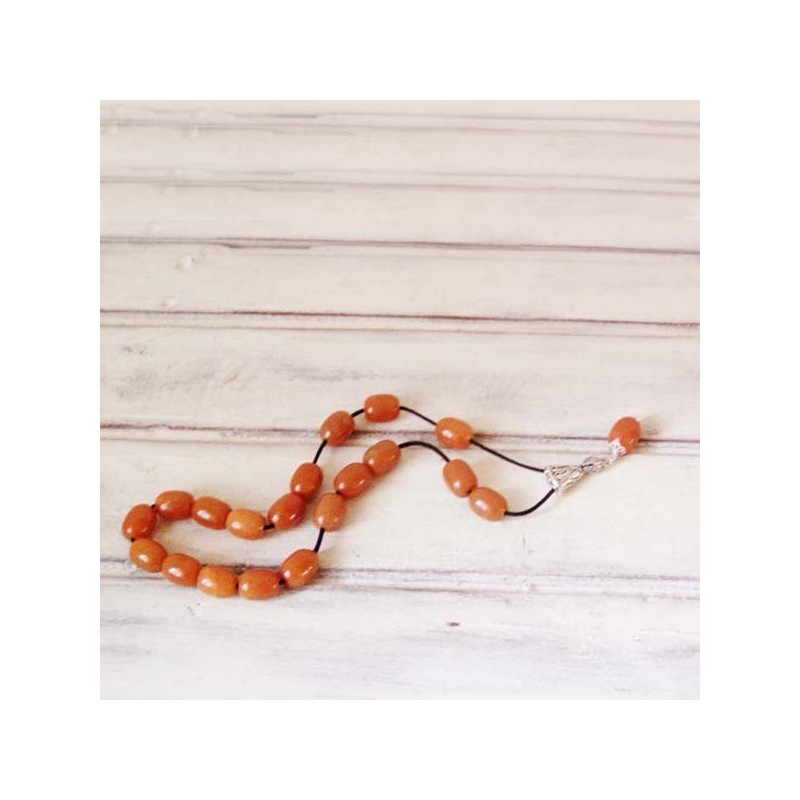 Onyx worry beads set, orange coloured onyx beads, Greek worry beads, sterling silver and gemstone mala prayer beads