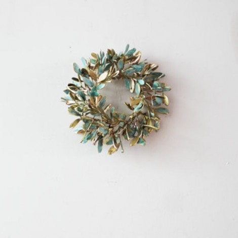 Mastic tree wreath, Greek schinus mini wreath, electroplated mastic tree wreath, brass-copper patina mastic tree wreath 2