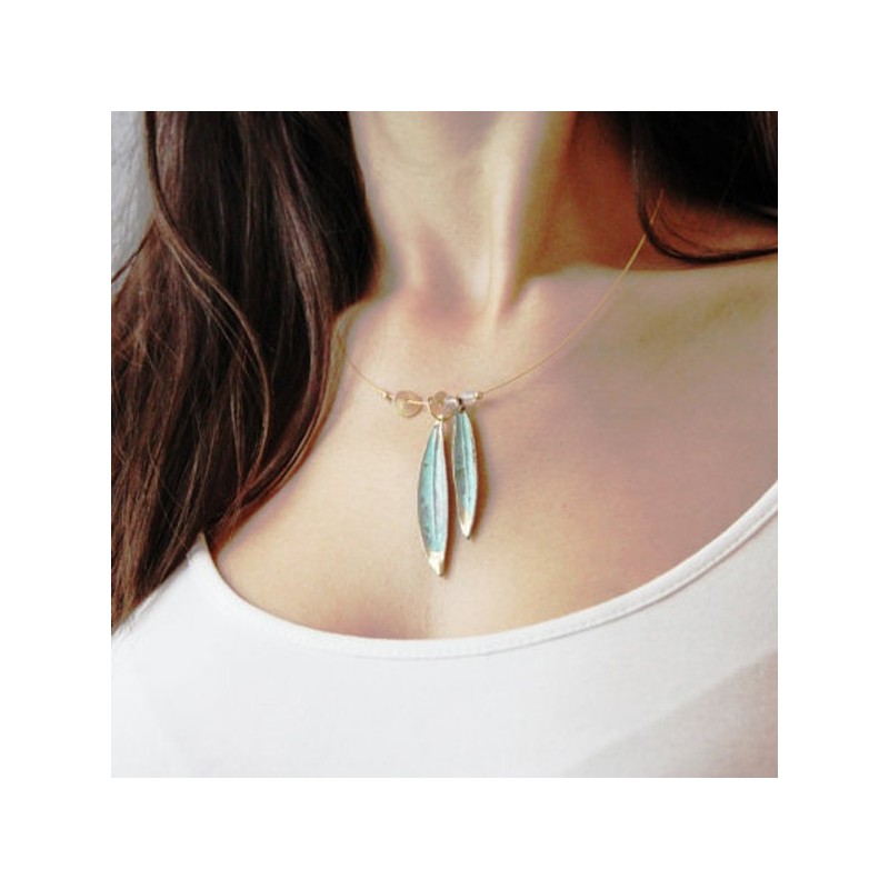 Olive leaves necklace, gold and vertigris, electroplated olive leaves necklace, real olives leaves, minimal necklace