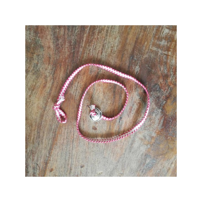 Triple March bracelet, traditional March bracelet, silver heart March cuff, red white folk, March bracelet or choker necklace