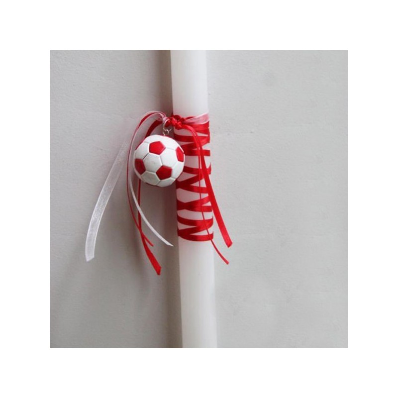 Football Easter candle, Olympiakos candle, boys Greek Easter candle with Olympiacos colors leather football miniature