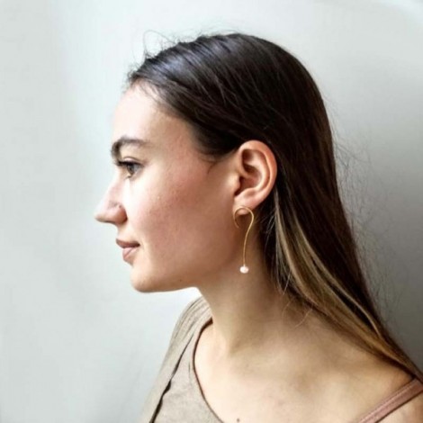 Gold question mark earrings, sterling silver, gold plated drop earrings shaped like question marks 2