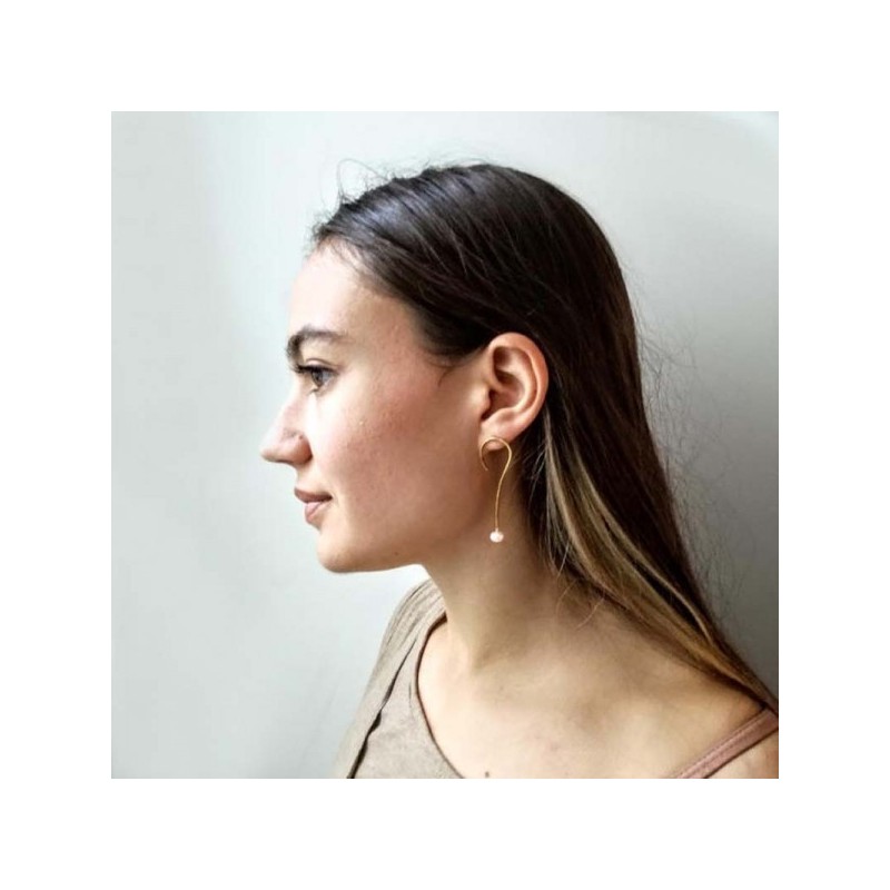 Gold question mark earrings, sterling silver, gold plated drop earrings shaped like question marks