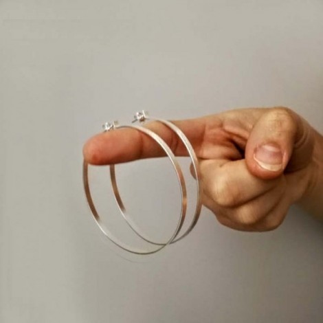 Large silver hoops, solid sterling hoops, boho hoop earrings, handmade hoops, dangle, matte silver hoops 2
