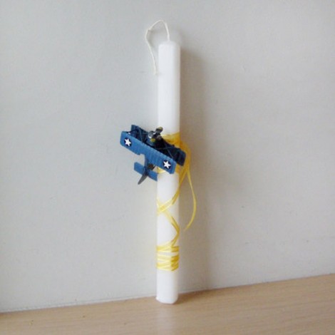 Biplane Easter candle, blue...