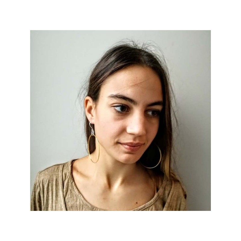 Gold hoop earrings, drop earrings with silver, gold plated hoops, large gold hoops, sterling gold plated hoops with silver hooks
