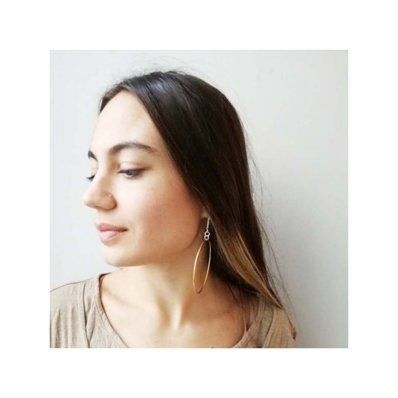 Gold hoop earrings, drop earrings with silver, gold plated hoops, large gold hoops, sterling gold plated hoops with silver hooks
