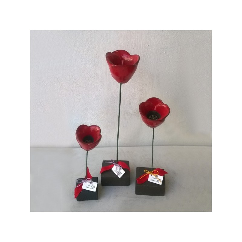 Red ceramic poppys