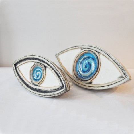 Ceramic blue eye sculpture. 2