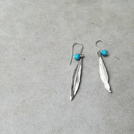 Olive leaves earrings, silver, electroplated drop earrings of olive leaves, real leaves earrings with sterling hooks 2