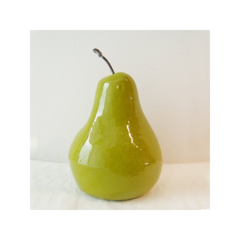Ceramic Pears homedecor ceramic object lime green pear art object home accessory rustic decor trinket Ceramic pear sculpture