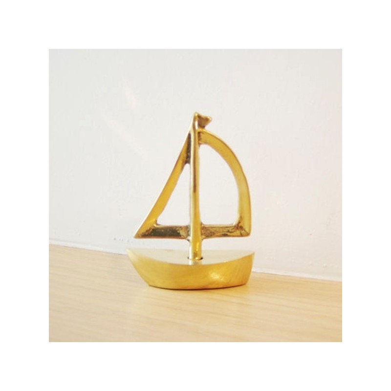 Solid brass Greek miniature sailboat