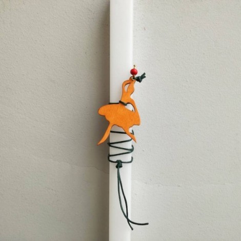 Ballerina Easter candle, white candle with orange ballerina cutout, Greek Easter candle for girls and teen girls 2