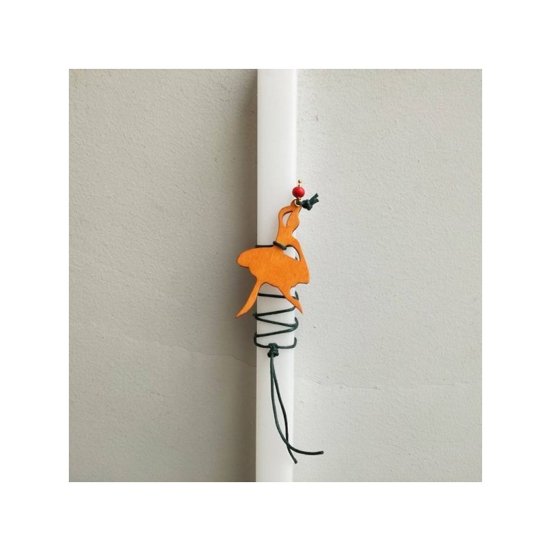 Ballerina Easter candle, white candle with orange ballerina cutout, Greek Easter candle for girls and teen girls