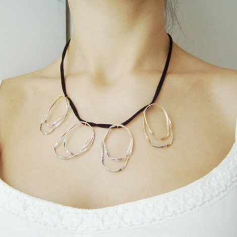 Oval cycles neckalce sterling organic avant garde