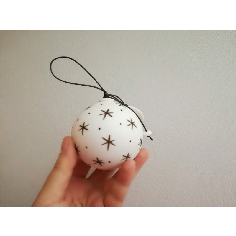 Porcelain Christmas ball, black stars white bauble, modern Christmas bauble ornament with 2026 charm