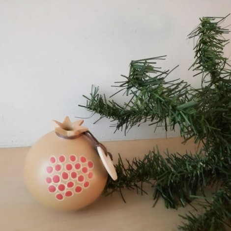Ceramic pomegranate ornament with 2026 ceramic charm 2