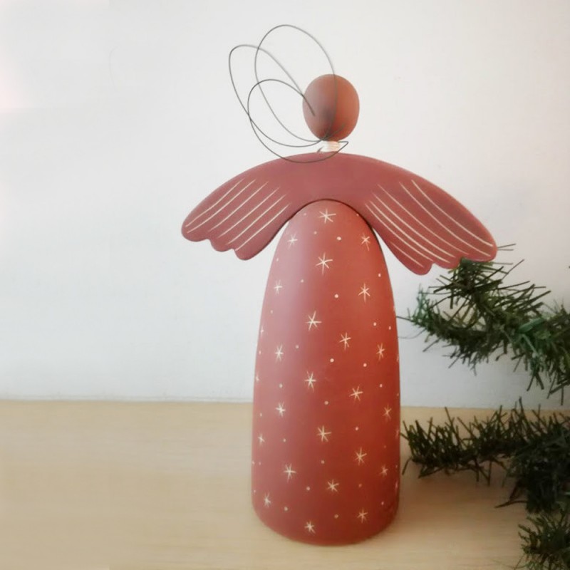 ceramic angel, red angel figurine,...