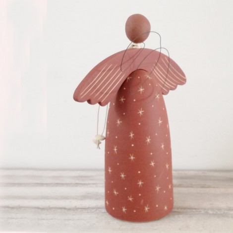 Xmas angel with New Year 2026 charm, Xmas decor angel, red angel figurine, modern minimalist angel 2