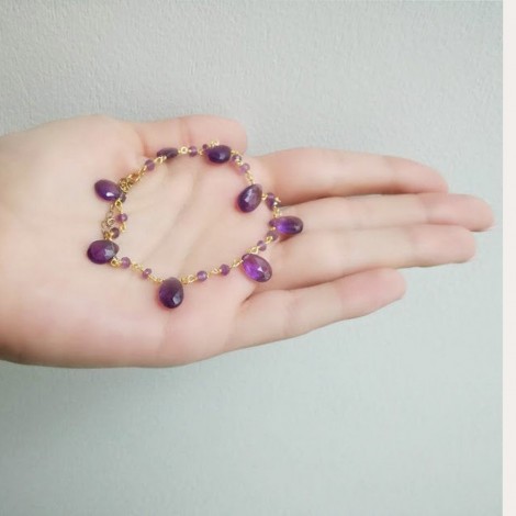 Amethyst rosary bracelet, silver gold plated bracelet with amethyst 2