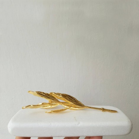 Gold olive branch on white...