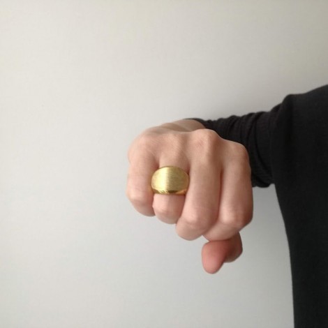 Wide gold band ring,...