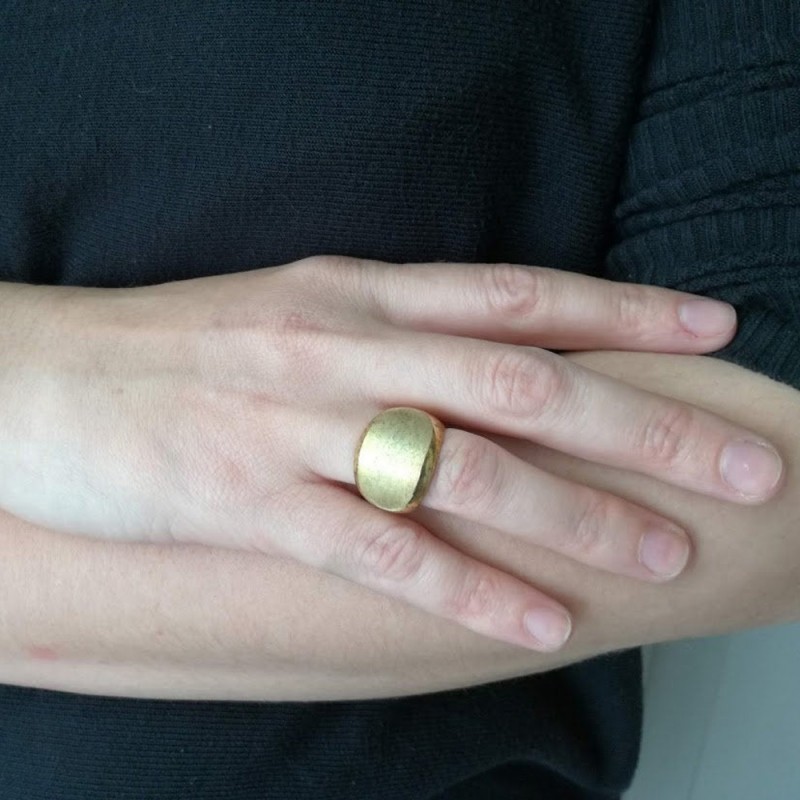 Wide gold band ring,sterling silver gold plated band,modern minimalist