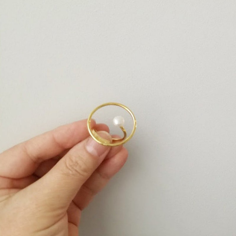 Gold circle ring, gold plated, circle...