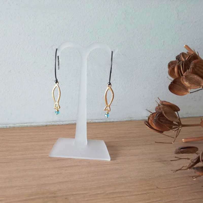 Gold fish earrings, sterling silver...