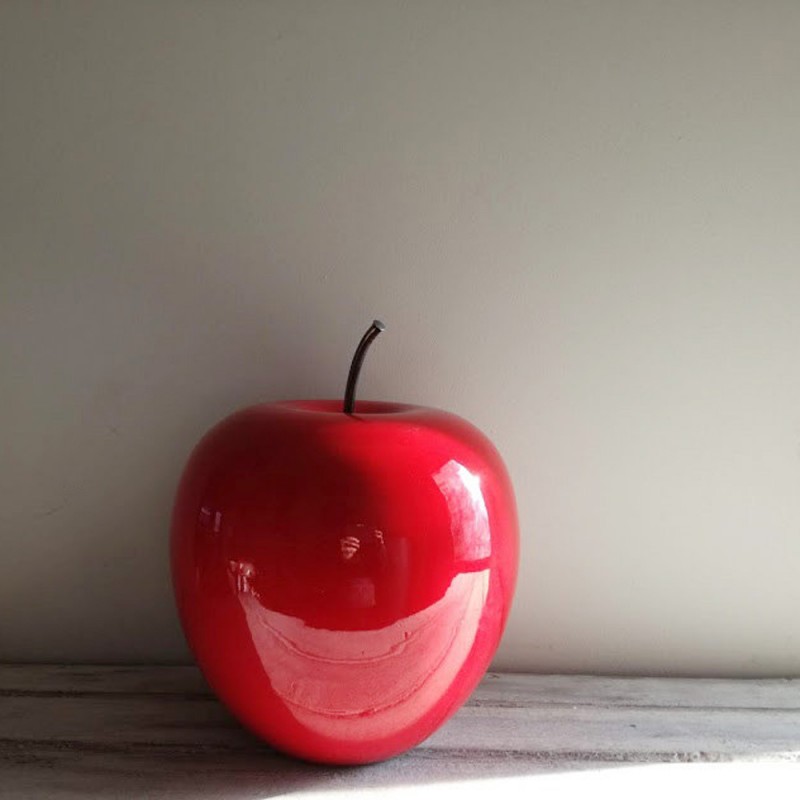 Ceramic apple sculpture, large red...