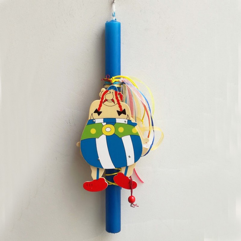 Obelix marionette Easter candle, blue...