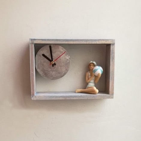 Girl swimmer clock, resin...