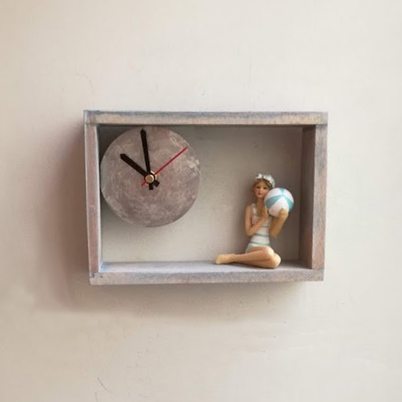 Girl swimmer clock, resin sculpture...