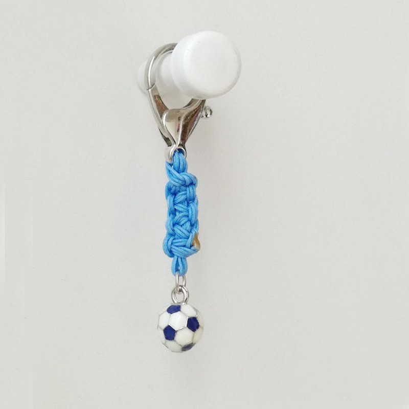 Football keyring, blue and white...