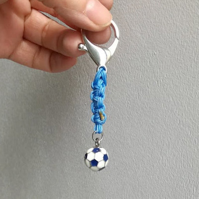Football keyring, blue and white football, national Greek team ball key ring, Iraklis keyring, soccer ball key chain, mens gift
