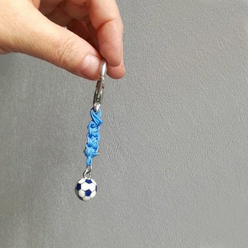 Football keyring, blue and white football, national Greek team ball key ring, Iraklis keyring, soccer ball key chain, mens gift