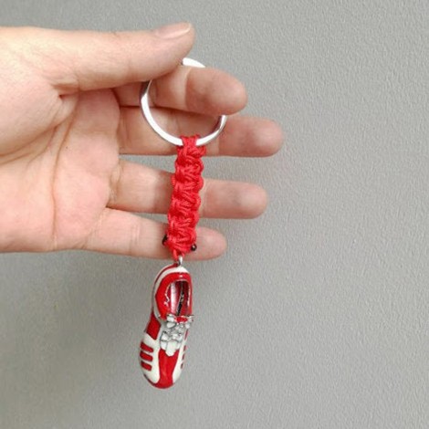Football shoe keyring, red and white football shoe, Olympiakos shoe key ring, soccer shoe key chain 2