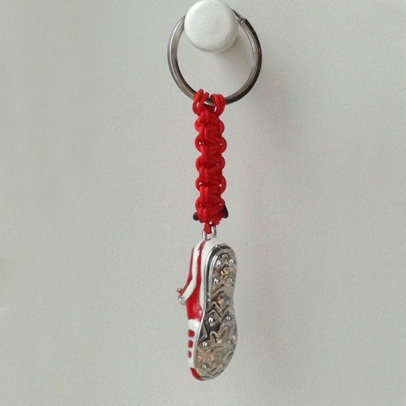 Football shoe keyring, red and white football shoe, Olympiakos shoe key ring, soccer shoe key chain