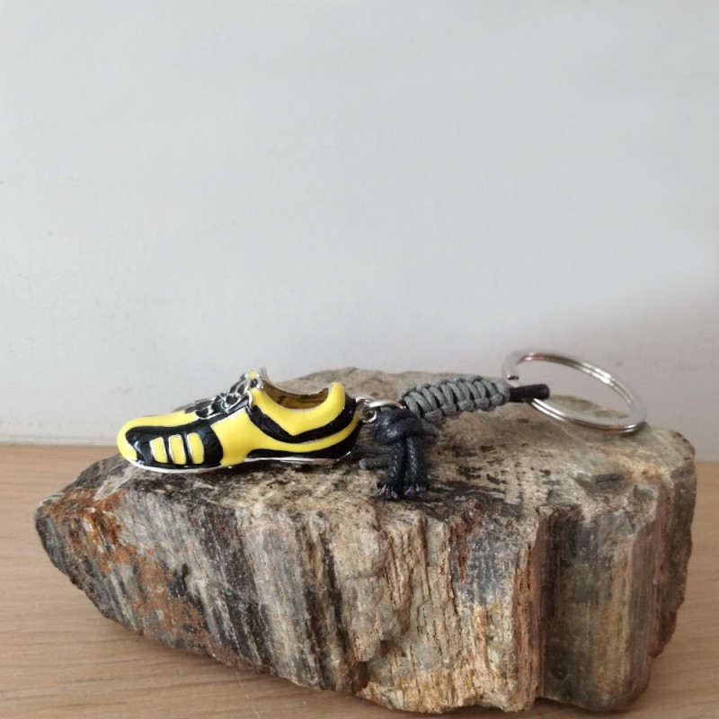 Football shoe keyring, yellow black football shoe, soccer shoe key ring, soccer shoe key chain, mens gift