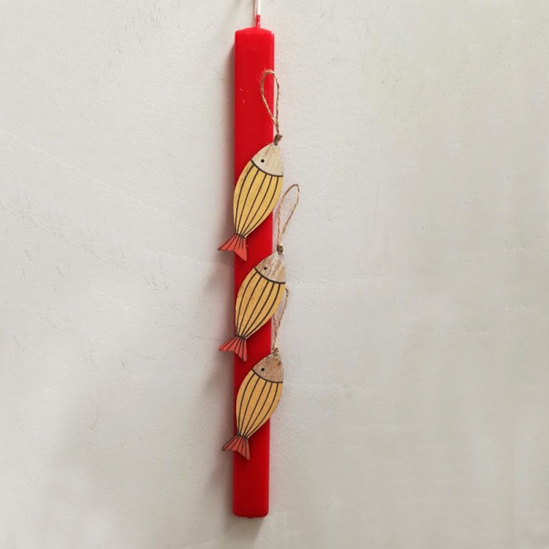 Fishies Easter candle, red Greek...