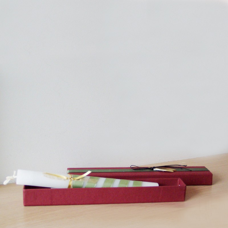 Greek Easter candle in a box, Easter candle in burgundy box with olive charm, grown ups Easter candle, unisex candle