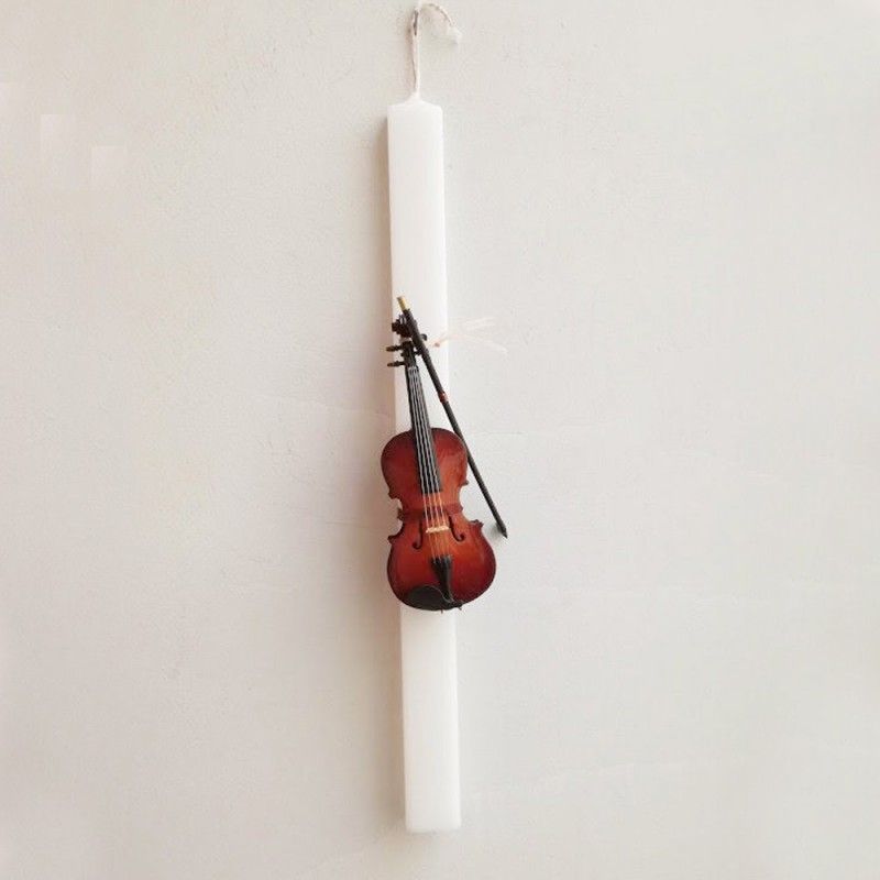 Violin Easter candle, white Greek...