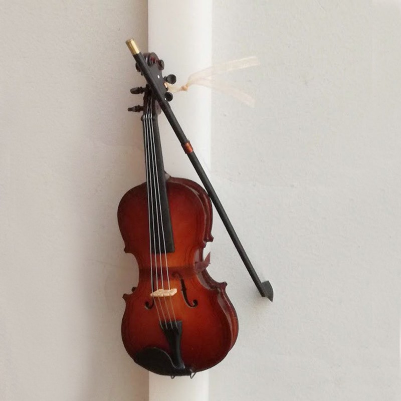 Violin Easter candle, white Greek Easter candle with violin and bow miniature, fiddle and bow easter candle gift