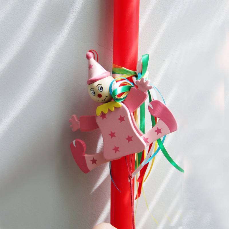 Clown puppet, Easter candle, red...