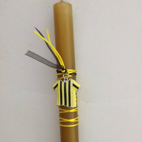 Football Easter candle, Aris team candle, AEK team Greek Easter candle with Aris/AEK colours jersey, 2