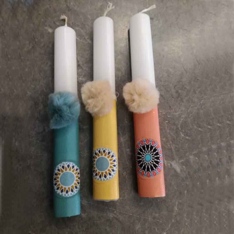 Χειροποίητη Πασχαλινή λαμπάδα με πον-πον