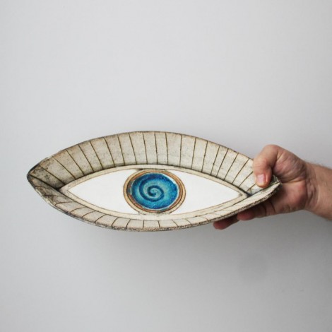 Blue eye platter, stoneware...